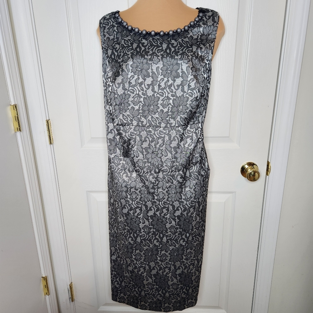 Lane Bryant Lace Jeweled Dress Black White Grey Size 20 NWT Wedding